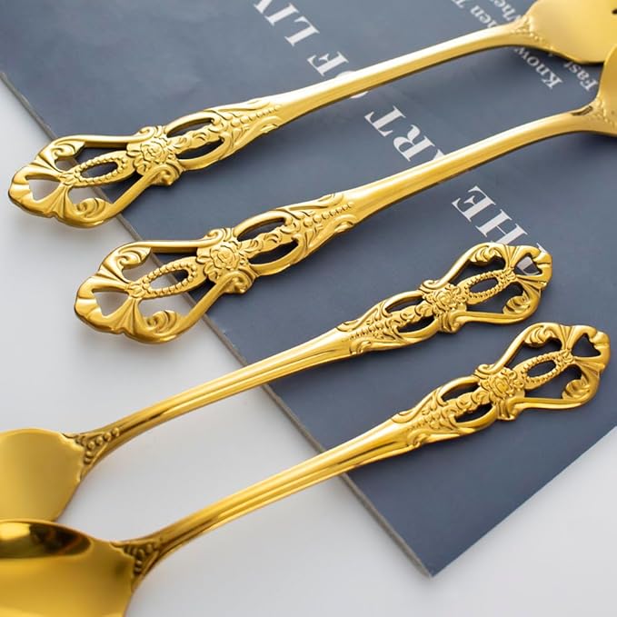 40-Piece Stainless Steel Flatware Set, Gold Silverware Set Service for 8, Cutlery Utensils Set,Include Fork Knife Spoon Set, Dishwasher Safe