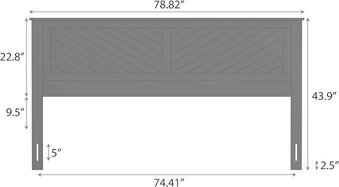 Serene Poplar Wood King Headboard, Modern Farmhouse Panel with Chevron Scoring, King Size Headboard in Black, Casual Coastal Style, Easy Assembly, Quality Materials