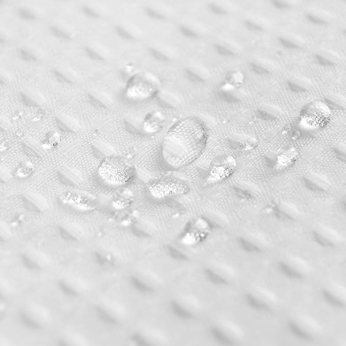 Barossa Design Waffle Weave Clawfoot Tub Shower Curtain 180 x 70 Inch Wrap Around - Heavy-Weighted Fabric to Stop Blowing, Washable, Water Repellent, with 36 Hooks Set, White, 180x70