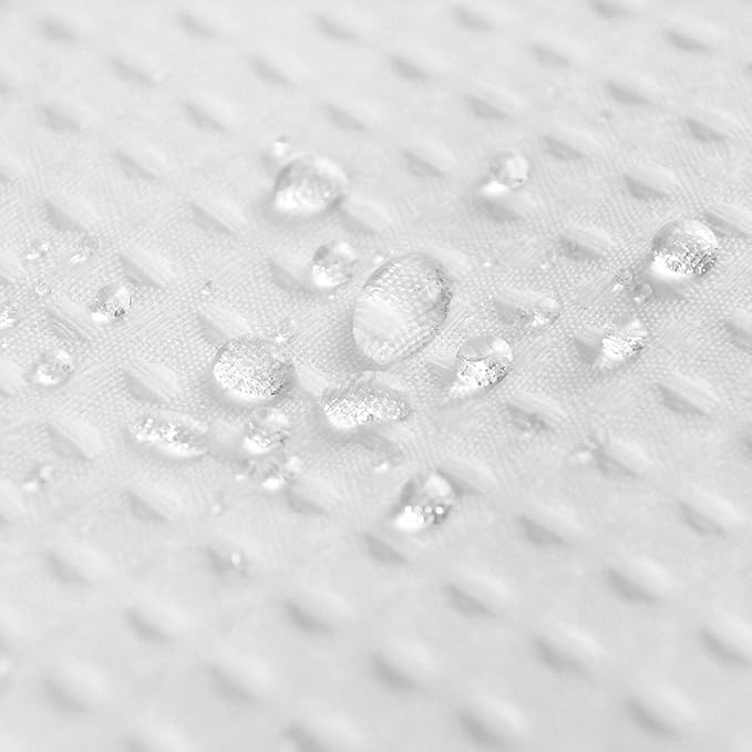 Fabric Shower Curtain 60 x 72 inch, Waffle Weave, Hotel Luxury Spa, 230 GSM Heavyweight, Water Repellent, Machine Washable, White Pique Pattern Decorative Bathroom Curtain