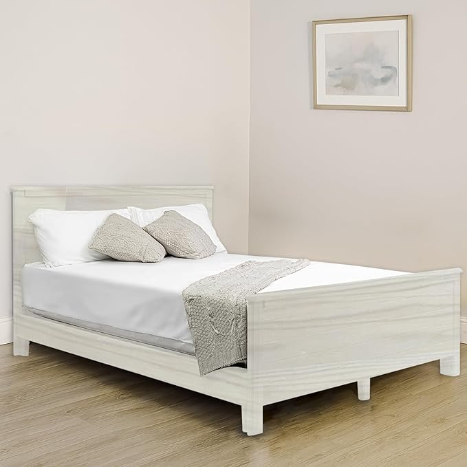 Solid Hardwood Deluxe Platform Bed Frame, Headboard, Footboard & Slats, Quality Crafted in Pennsylvania, USA from Poplar by Mennonite Artisans, No Box Spring Needed, Easy Assembly