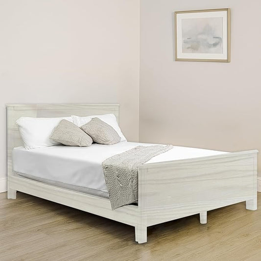 Solid Hardwood Deluxe Platform Bed Frame, Headboard, Footboard & Slats, Quality Crafted in Pennsylvania, USA from Poplar by Mennonite Artisans, No Box Spring Needed, Easy Assembly
