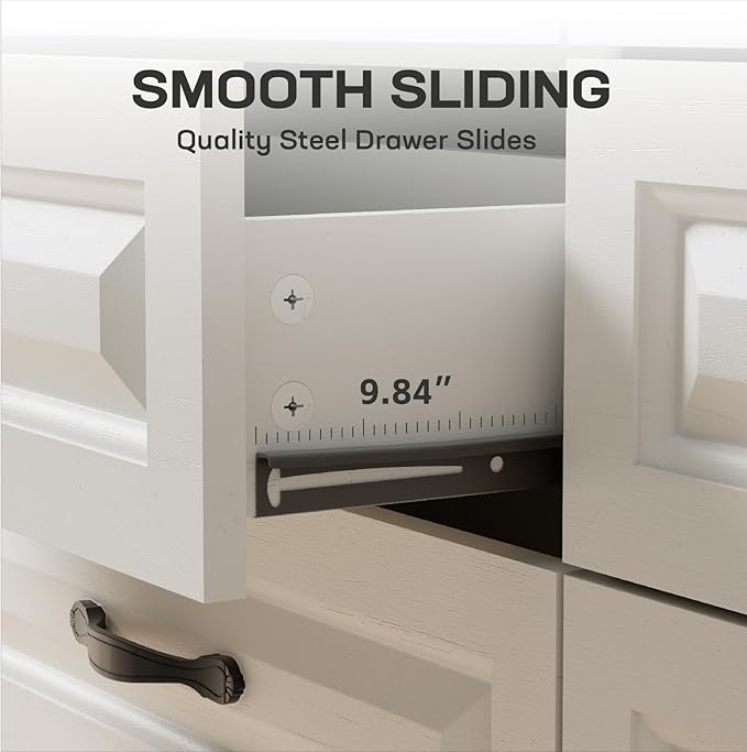 Amada Farmhouse 8 Drawer Dresser for Bedroom, 47.2 Inch Wide Wood Dresser with Natural Texture, Large Drawers, Rustic Farmhouse Chest of Drawers for Bedroom, Living Room, Hallway, Brown & White