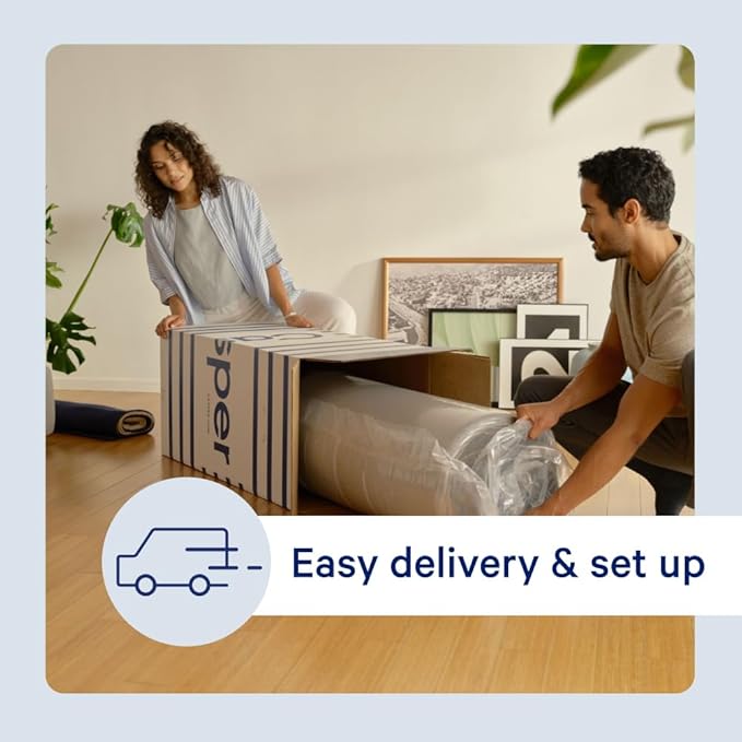 Casper Sleep Original Foam, Queen Size Memory Foam Mattress - Medium Firm Bed in a Box with Zoned SupportTM - 100-Night Trial - CertiPUR-US Mattress, Light Grey