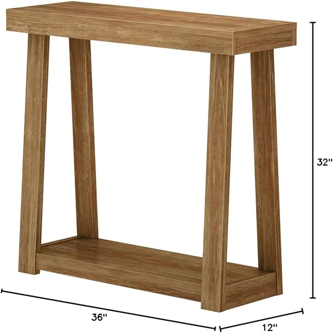 Plank+Beam Solid Wood Console Table with Storage, 36 Inch, Sofa Table with Shelf, Narrow Entryway Table for Hallway, Behind The Couch, Living Room, Foyer, Easy Assembly, Pecan