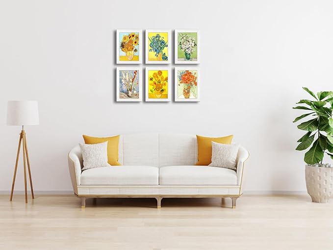 5X7 Picture Frame Set of 6 with Real Glass for Pictures 4x6 with Mat or 5x7 Without Mat, Wall or Tabletop Gallery Photo Frames White