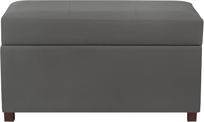 Asense Storage Ottoman Bench –32 Inch Stylish Compact Design with Storage, Extra Seating & Modern Leather Appeal for Living Room, Bedroom, Entryway， Slate Gray