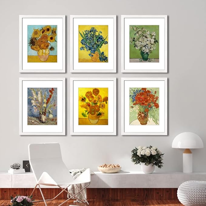 11x14 Picture Frame Set of 6 for Pictures 8x10 with Mat or 11x14 Without Mat, Wall or Tabletop Gallery Photo Frames White