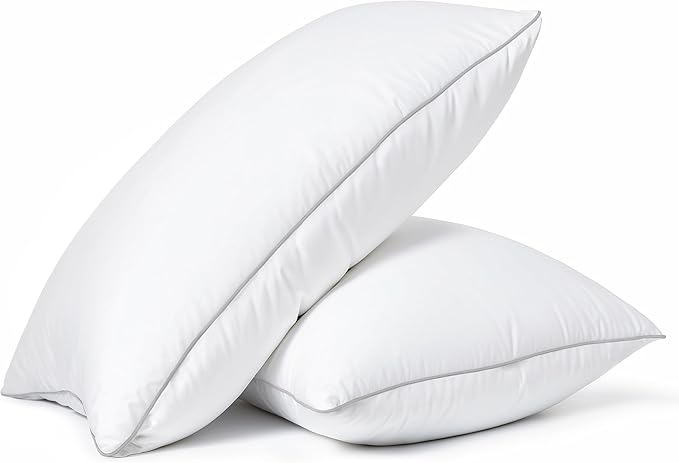 Casa Platino Bed Pillows Queen Size Set of 2 - Firm, Cozy & Soft Pillows for Adults- Pack of 2 – Luxury Queen Size Bed Pillow for Side, Back & Stomach Sleepers - White