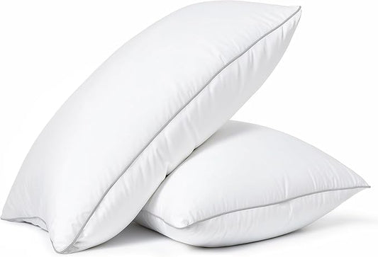 Casa Platino Bed Pillows Queen Size Set of 2 - Firm, Cozy & Soft Pillows for Adults- Pack of 2 – Luxury Queen Size Bed Pillow for Side, Back & Stomach Sleepers - White