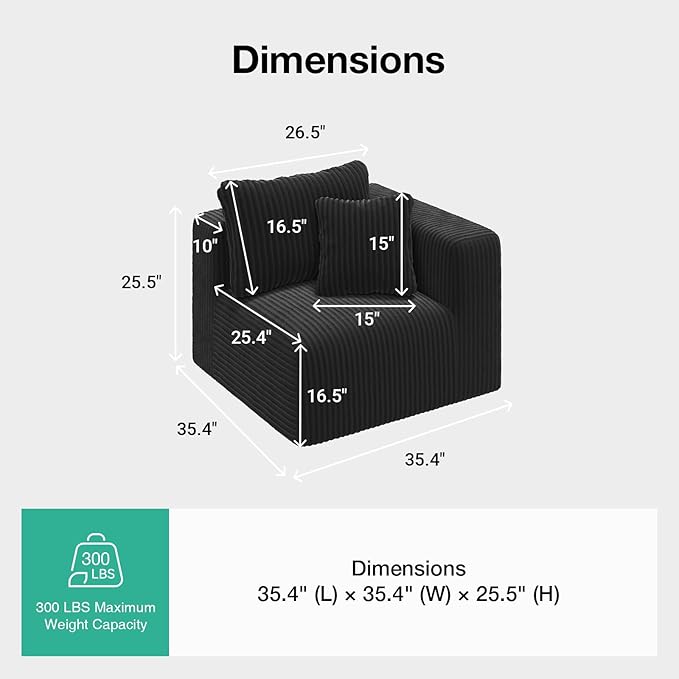 Novilla Modular Sectional Sofa, Modern Cloud Sectional Couch with Smarts Coil™ Support, Upholstered Boneless Couch for Living Room Apartments Bedroom, No Assembly Required (Right-arm Seat)