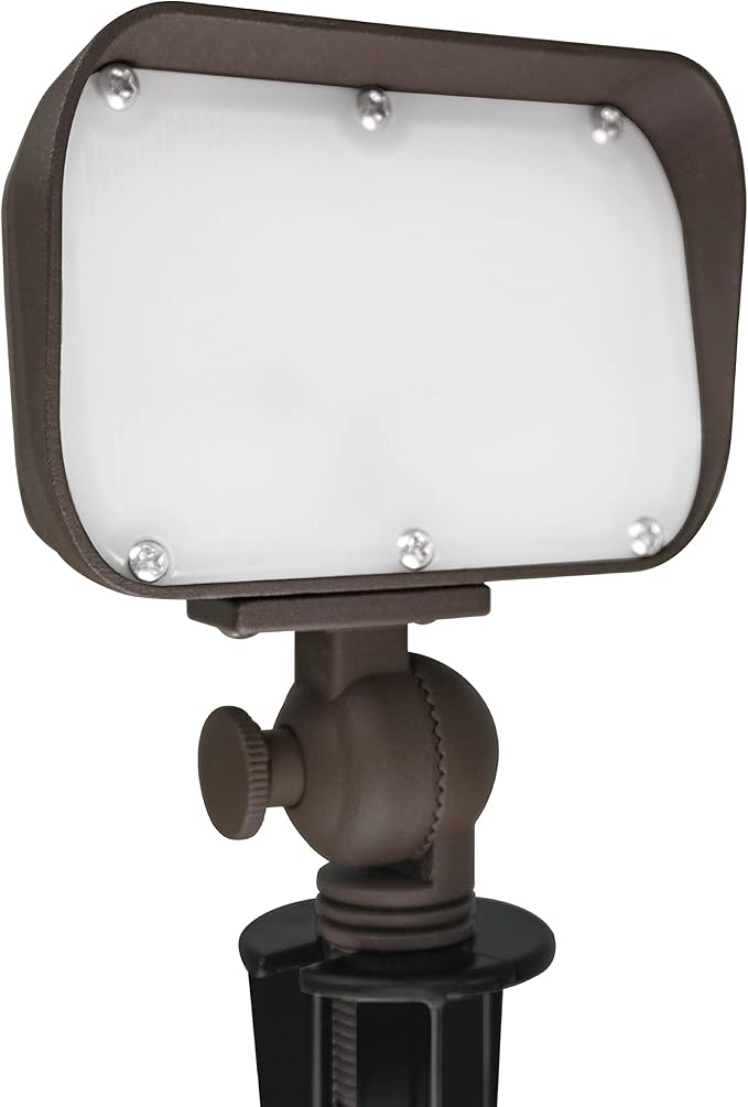 GKOLED 7W LED Outdoor Flood Light, Low Voltage Landscape Lighting, Waterproof Security Wall Lighting Fixture, 9-15V, 480 Lumen, 3000K, 1/2" Adjustable Knuckle Mount, Die-cast Aluminum, Brown