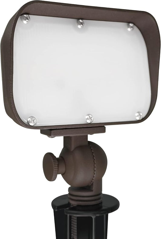 GKOLED 7W LED Outdoor Flood Light, Low Voltage Landscape Lighting, Waterproof Security Wall Lighting Fixture, 9-15V, 480 Lumen, 3000K, 1/2" Adjustable Knuckle Mount, Die-cast Aluminum, Brown