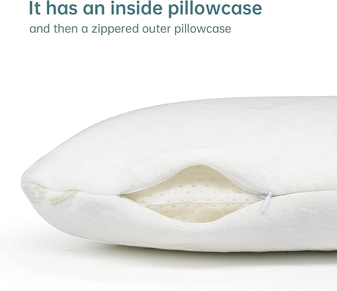 Talalay Latex Pillows for Sleeping - Medium Firmness King Pillow (33.4'' x 15.7'' x 5.9'') for Side, Back, and Stomach Sleepers to Get a Restful Sleep