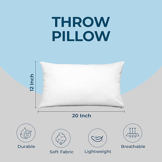 Utopia Bedding Throw Pillows (Set of 4, White), 12 x 20 Inches Pillows for Sofa, Bed and Couch Decorative Stuffer Pillow