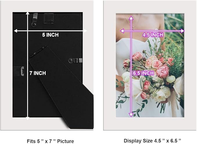 Renditions Gallery 5x7 inch Picture Frame High-end Modern Style, Made of Solid Wood and High Definition Glass Ready for Wall and Tabletop Photo Display, White Frame