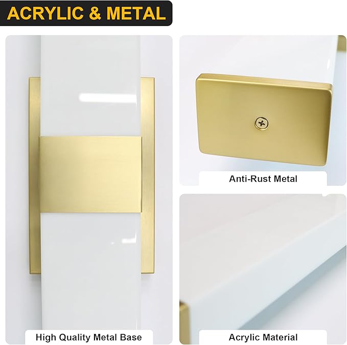 Kalium 24in Modern Wall Sconces, Dimmable Bathroom Vanity Lights, 3000K Warm White LED Indoor Sconces Lighting for Bathroom, Stairs, Living Room, Bedroom. Hardwired.