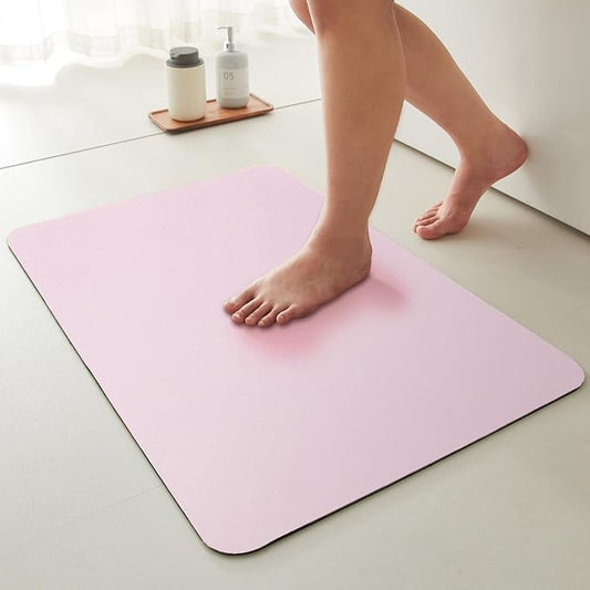 Pink Bath Mat, Bathroom Rugs Non Slip Washable Thin Absorbent Quick Dry Bath Mat Fits Under Door Bathroom Floor Mat Perfect for Bath, Shower, or Sink 24"x48" Pink