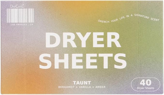 DedCool Dryer Sheets | 01 Taunt | 40 Count | Non-Toxic, Vegan Fabric Softener Sheets | Bergamot, Vanilla & Amber Scent | Gentle on Sensitive Skin | Softens & Freshens | Premium Laundry Supplies