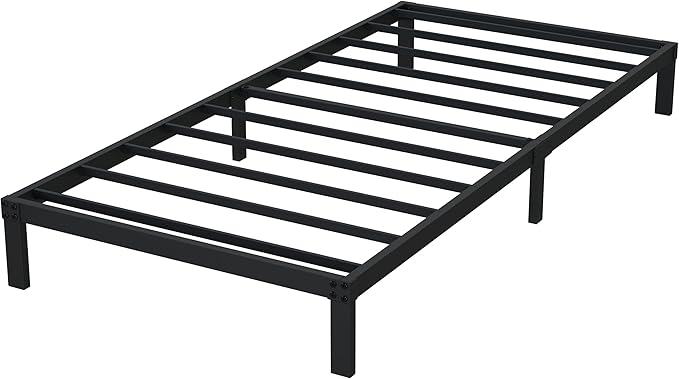 9 Inch Twin Bed Frames Heavy Duty Low Profile Metal Platform No Box Spring Needed Mattress Foundation, Easy to Assembly, Noise Free, Black