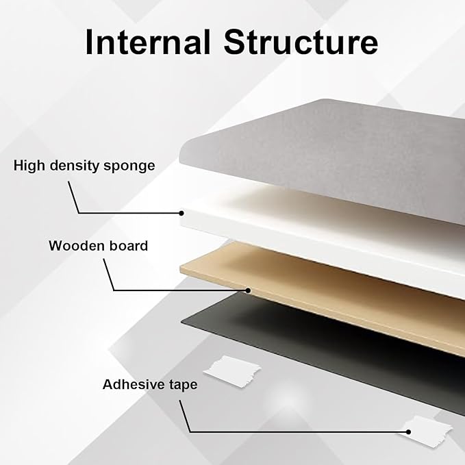 Upholstered Wall Mounted Headboard, 3D Soundproof Panels Peel and Stick for King Size, Adjustable Bed, Tufted, Light Grey (12 Panels, 10" x 24")