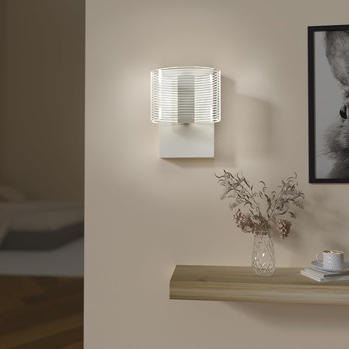 URSOLA Wall Sconce LED Wall Lamp with Oval Linear Sleek Lampshade 110 Volt Hardwired Wall Light 4000K Sconces Wall Lighting (White)