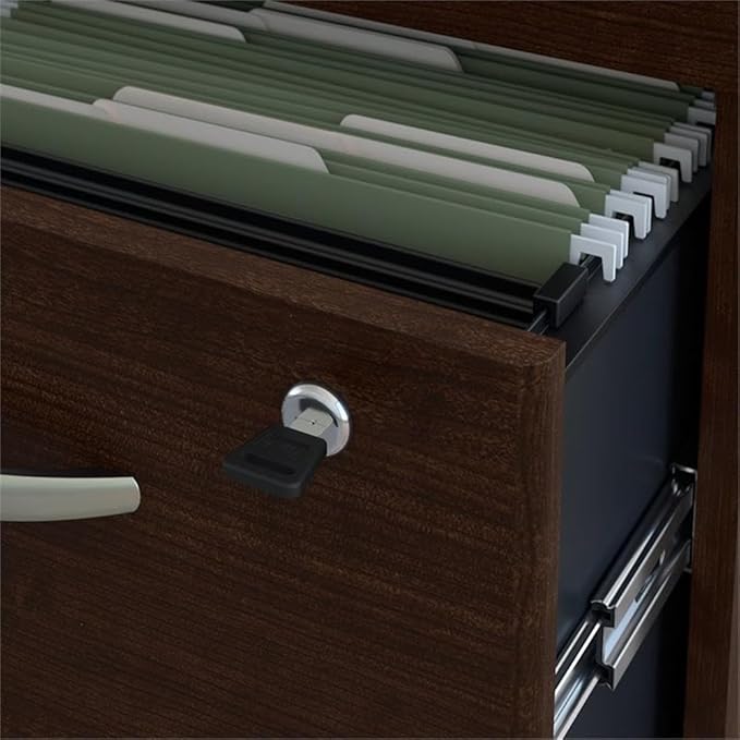 Bush Business Furniture Series C 72W Office Desk with Bookcase and File Cabinets in Mocha Cherry