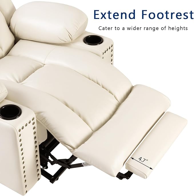 Large Power Lift Chair Recliner for Elderly with Heated and Massage, Overstuffed Adjustable Lift Chair, 3 Position, Breathable Leather, USB-A&USB-C, Cup Holder (Tall Man-7523, Beige)