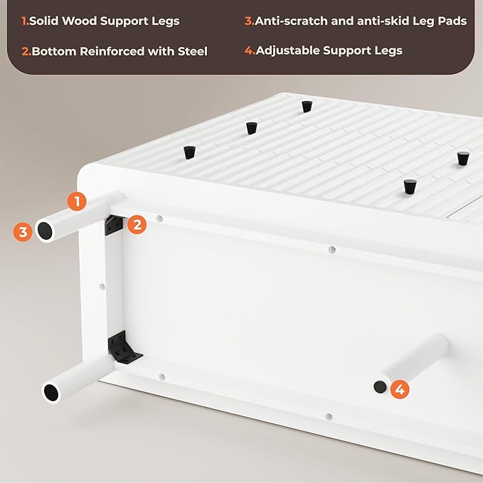 Fluted 6 Drawers Dresser for Bedroom, 54" Wide Modern Chest of Drawers with Faux Marble Top, Curved Profile Design, Solid Wood Legs, Wodden Dresser TV Stand, Storage Organizer for Bedroom, White
