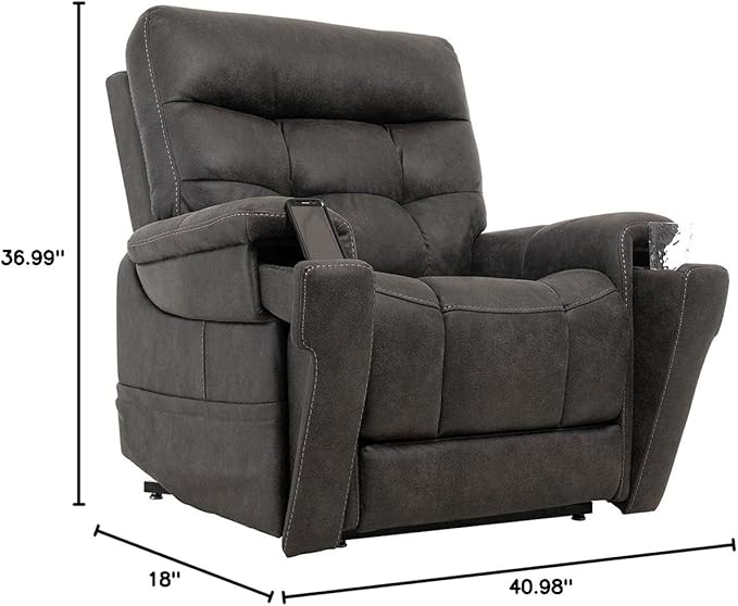 VivaLift! Radiance Power Recliner Lift Chair by PrideMobility, with 3 Heat Pads Heat System (Canyon Steel, Small with Inside Delivery & Setup)