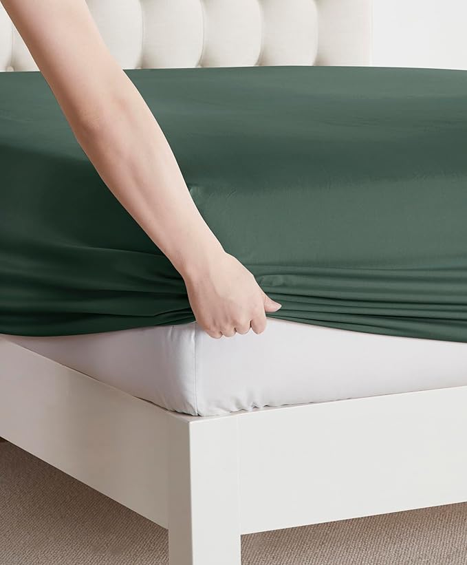 Clara Clark Bed Sheets, Premier 1800 Series Bed Sheet Set, Deep Pocket, Wrinkle, Fade, Stain Resistant, Luxury Soft Bedding Sheets & Pillowcases, Full, Forest Green