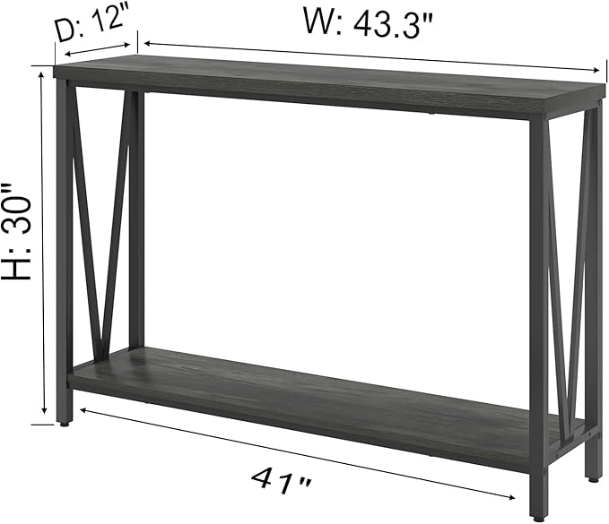 EXCEFUR Entryway Table, Rustic Wood Sofa Console Table with Storage, Modern Hallway Table for Living Room, Grey