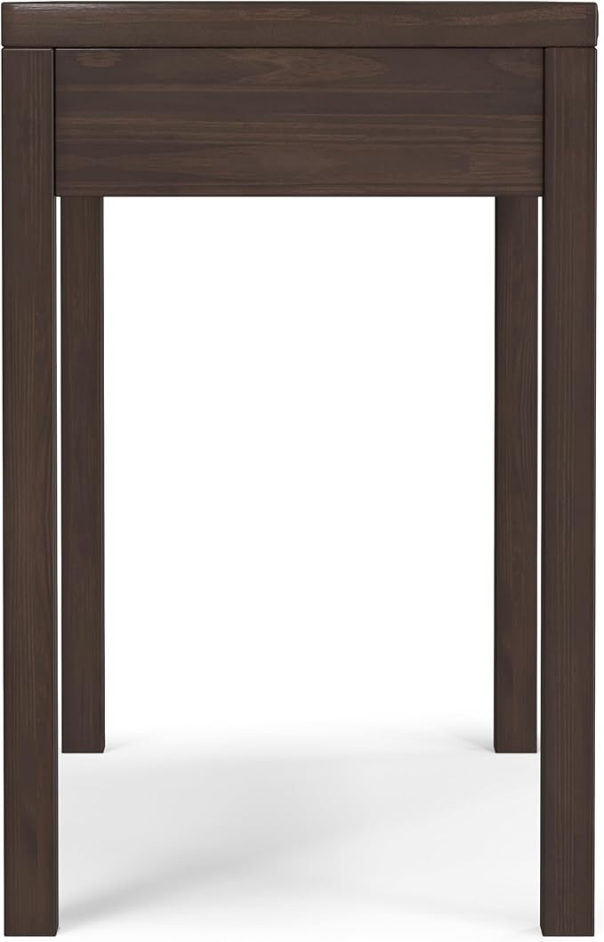 SIMPLIHOME Hollander Small Desk - 38-Inch Wide Solid Wood Writing Desk in Warm Walnut Brown, Contemporary Home Office Computer Table for Study or Compact Space with Flip-Down Keyboard Tray