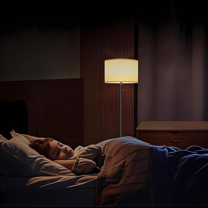 Floor Lamp for Living Room,Dimmable Floor Lamp, Modern Standing Lamp with Marble Base,Tall Standing Lamp for Bedroom, Reading, Office & Kids' Room,LED Bulb Included(Black)