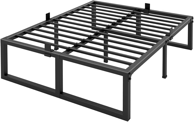 California King Bed Frame, 18 Inch High 3500 lbs Metal Platform, Mattress Foundation with Steel Slat Support/No Box Spring Needed/Noise Free/Non-Slip/Easy Assembly