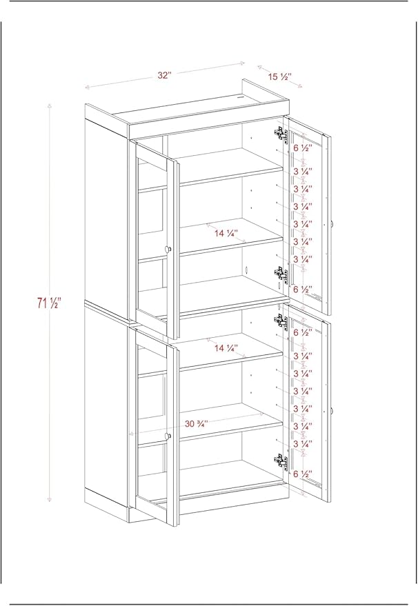 Palace Imports Solid Wood Bookcase - 6-Tier Bookshelf, 71.5” H x 32” W - Navy Blue, Clear Glass Cabinet Doors & Adjustable Shelves, Tall Bookcase, 100% Renewable Eco-Friendly Wood, Made in Brazil