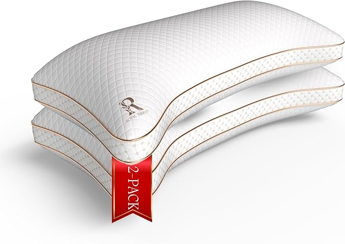 Royal Therapy King 2-Pack Memory Foam Pillow, Adjustable Shredded Odor-Free Pillow for Neck & Shoulder Pain Relief, Support for Back, Stomach, Side Sleepers BioForm