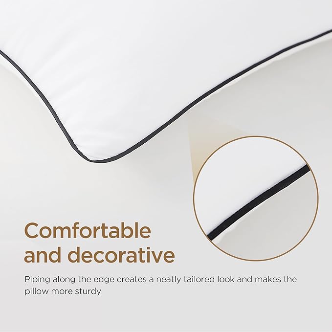 Acanva Bed Pillows Standard Size Set of 4, Fluffy 3D Down Like Filled, Machine Washable, Soft and Supportive for Side, Back or Stomach Sleepers, White 4 Count