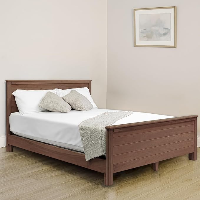 Solid Hardwood Deluxe Platform Bed Frame, Headboard, Footboard & Slats, Quality Crafted in Pennsylvania, USA from Poplar by Mennonite Artisans, No Box Spring Needed, Easy Assembly