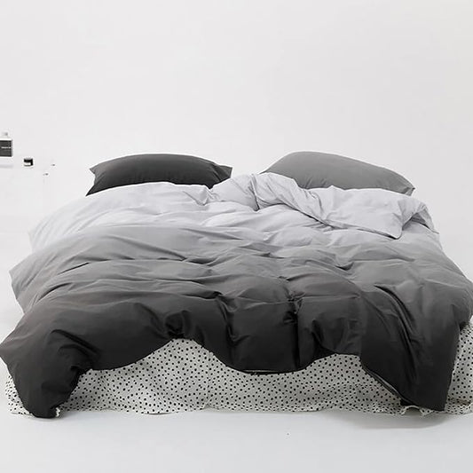 Luxlovery Grey and Black Gradient Comforter Set California King Dark Grey Bedding Set Men Women Minimalist Bedding Set Soft Breathable Blanket Quilts Grey Gradient Comforter Set