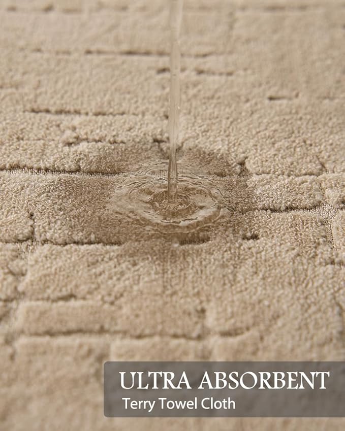 AMOAMI-Bath Mat-Absorbent Quick Dry Bathroom Floor Mats-Washable Rubber Backing Bath Mats for Bathroom Rugs Fit Under Door-Bath Rug for in Front of Sink Bathtub Shower Room, Camel 17''x24''