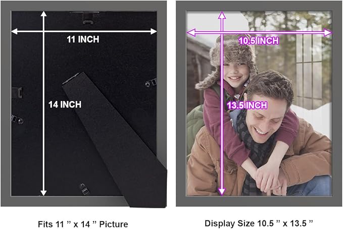 Renditions Gallery 11x14 inch Picture Frame High-end Modern Style, Made of Solid Wood and High Definition Glass Ready for Wall and Tabletop Photo Display, Gray Frame