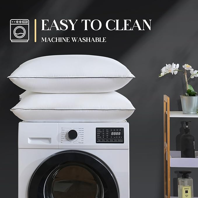 Luxurious Goose Down Bed Pillows King Size Set of 2, Hotel Collection Pillows Designed for Deep Sleep, Soft and Supportive Filling for Side, Back Sleepers 20" x 36"