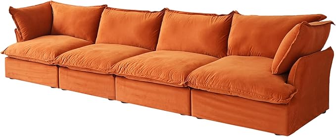 JACH Modular Sectional Couches for Living Room, 162" Deep 4 Seater Sectional Sofa, Cushion Covers Removable, Two Corners and Two Middle, Sofas Furniture for Living Room, Orange