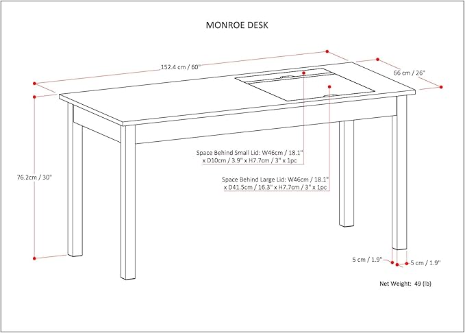 SIMPLIHOME Monroe Desk - 60-Inch Wide Solid Acacia Wood Writing Desk in Distressed Charcoal Brown, Rustic Contemporary Home Office Computer Table with Storage and Built-In USB and Power Outlet