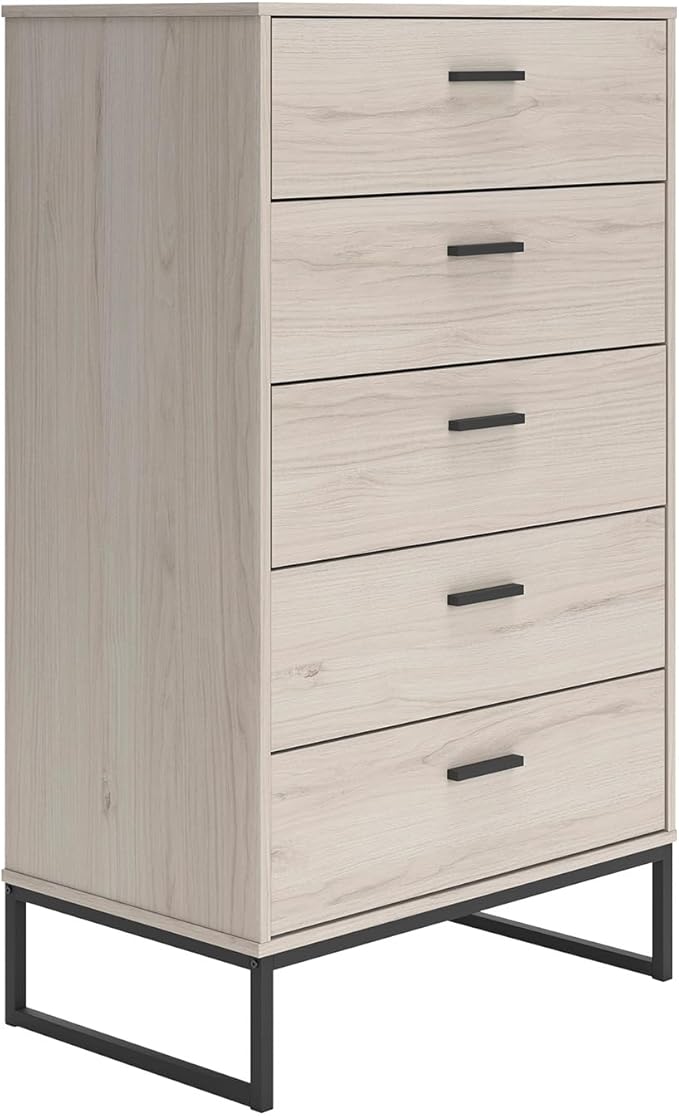 Signature Design by Ashley Socalle 5 Drawer Chest of Drawers, Natural Beige