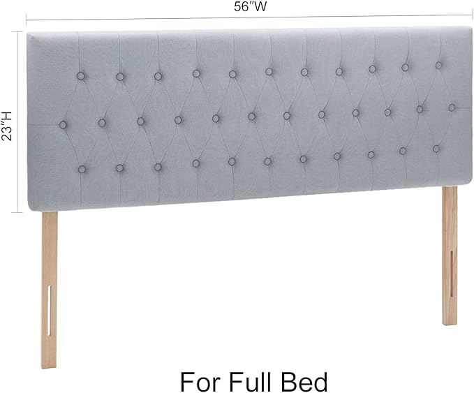 Kingfun Tufted Upholstered Full Size Bed Headboard in Modern Button Design, Adjustable Solid Wood Head Board, Premium Linen Fabric Padded Headboards in Bedroom (Grey)