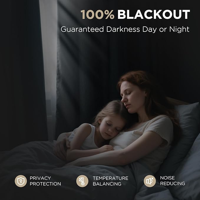 Joydeco 100% Blackout Curtains for Bedroom - Natural Linen Curtains 70" W x 108" L Long, Thermal Insulated 1 Panels Sage Green Light Blocking Drapes, Rod Pocket & Back Tabs for Living Room