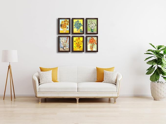 5X7 Picture Frame Set of 6 with Real Glass for Pictures 4x6 with Mat or 5x7 Without Mat,Wall or Tabletop Gallery Photo Frames in Walnut