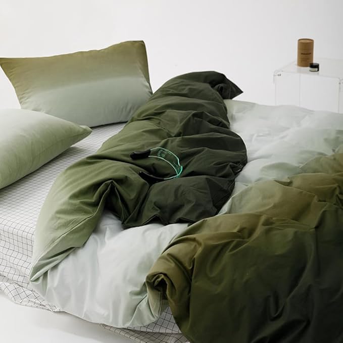 CLOTHKNOW Green White Twin/Twin XL Comforter Set Gradient Green Bedding Comforter Sets Hunter Green White Bed Comforter Sets